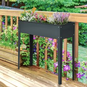 Metal Raised Garden Bed, Elevated Planter Box with Legs and Drain Holes, 39" x 12" x 32", Dark Gray