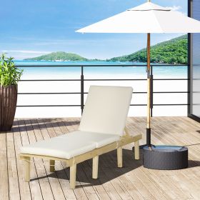 Chaise Lounge Chair Patio Recliner with 4-Position Adjustable Backrest & Cushion, Natural