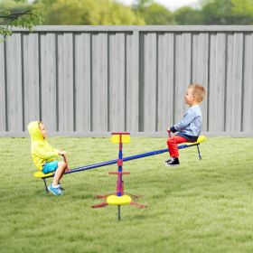 Kids Seesaw Swivel Teeter Totter with 360Â° Spinning, 4 Seater Seesaw Outdoor Playground Equipment for Backyard, Boys and Girls Aged 3-8 Years Old