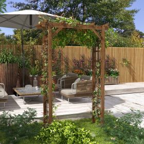 85" Wooden Garden Arbor for Wedding and Ceremony, Outdoor Garden Arch Trellis for Climbing Vines - Carbonized