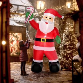 8' Christmas Inflatable Santa Claus with Candy Cane, Outdoor Blow-Up Yard Decoration with LED Lights Display