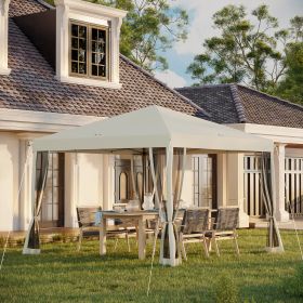 10' x 10' Pop Up Canopy Tent with Netting, Instant Gazebo, Screen House Room with Carry Bag, Height Adjustable, Beige