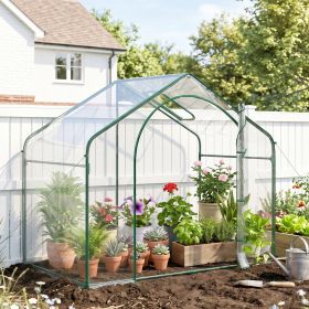 6' x 3' x 5' Portable Walk-in Greenhouse, Plastic Cover, Steel Frame Garden Hot House, Zipper Door, Top Vent, Clear