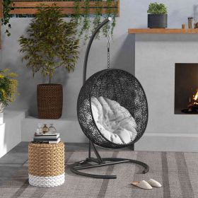 Hanging Hammock Chair Stand with Round Base, 40.2" x 76.8", Black