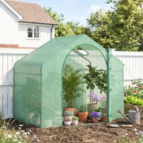6' x 3' x 5' Portable Walk-in Greenhouse, PE Cover, Steel Frame Garden Hot House, Zipper Door, Top Vent, Green