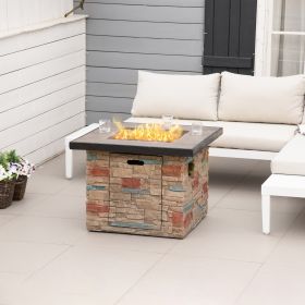 32 Inch Outdoor Propane Gas Fire Pit Table, 50, Brown