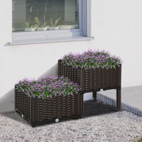 2-Piece Raised Garden Bed with Legs, Self-Watering Planter Box Raised Bed to Grow Flowers, Herbs & Vegetables, Brown