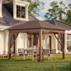 12' x 12' Pop Up Canopy Tent with Netting and Carry Bag, Instant Sun Shelter with 137 sq.ft Shade, Tents, Khaki