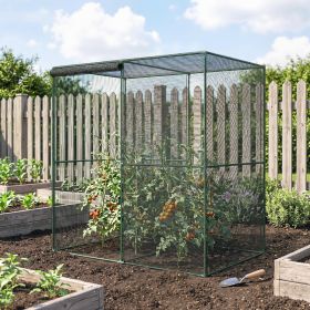 6' x 4' x 6' Crop Cage, Plant Protection Tent with Zippered Doors for Vegetable Garden, Backyard, Black