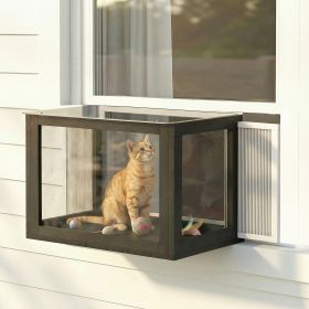 Catio Outdoor Cat Enclosure 25"â€“41" Outdoor Cat House for Sunbathing, Napping & Overlooking