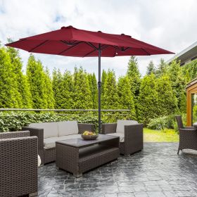 Extra Large 15 ft Patio Umbrella, Double-Sided Wide Outdoor Umbrella with Crank Handle and Air Vents
