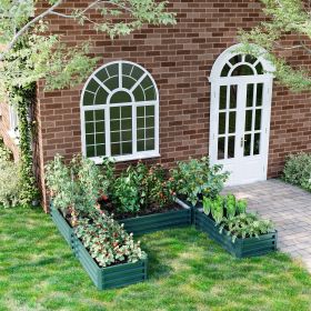 Steel Raised Garden Bed, Set of 5 Large Box Planters for Outdoor Plants Vegetables Flowers Herbs, 8x8x1ft, Green