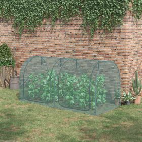 8' x 4' Crop Cage, Plant Protection Tent with Two Zippered Doors, Steel Frame, Storage Bag and 4 Ground Stakes, Green