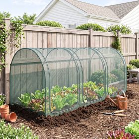 9' x 4' Crop Cage, Plant Protection Tent with Three Zippered Doors, Storage Bag and 4 Ground Stakes, for Garden, Yard, Lawn, Green