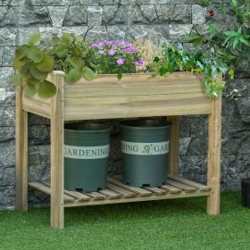 36" x 20" x 30" Raised Garden Bed, Elevated Wood Planter Box with Legs and Storage Shelf for Backyard, Patio