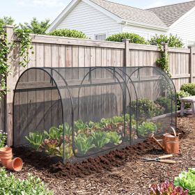 8' x 4' Crop Cage, Plant Protection Tent with Two Zippered Doors, Steel Frame, Storage Bag and 4 Ground Stakes, Black