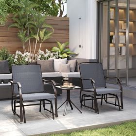 3 Piece Outdoor Glider Chair with Coffee Table Bistro Set, Gray
