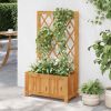 Solid Wood Outdoor Raised Garden Bed Planter with Lattice Trellis
