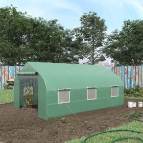 11.5 x10 x6.5 ft Walk-in Tunnel Greenhouse with Zippered Mesh Door and 8 Mesh Windows, Gardening Plant Hot House with Galvanized Steel Hoops, Green