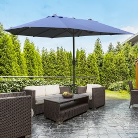 Double-Sided Patio Umbrella, Rust-Resistant Steel, Poolside Shade, Dark Blue