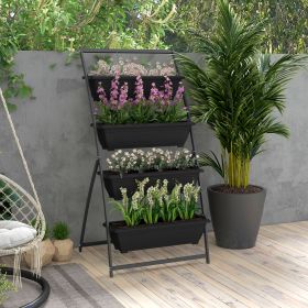 4-Tier Vertical Raised Garden Planter with 4 Boxes, Outdoor Plant Stand Grow Container for Vegetable & Flowers, Black