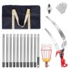 2-In-1 Pole Saw & Fruit Picker With 1.3-13Ft Extendable Stainless Steel Pole Manual Tree Pruner With 65Mn Steel Blade Fruit Picking Basket Storage Bag