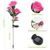 2Pcs Solar Powered Lights Outdoor Rose Flower Led Decorative Lamp Water Resistant Pathway Stake Lights For Garden Patio Yard Walkway