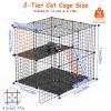 2Tier Cat Cage Playpen Indoor Pet Enclosures Kitten Kennel House Detachable Cat Crate With Climbing Ladder 2 Doors For 1-2 Cats For Ferret Squirrel Sm