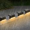 4Pcs Solar Powered Led Step Lights Outdoor Ip55 Waterproof Dusk To Dawn Sensor Fence Lamps For Stairs Yard Railing