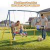 Swing Set For Backyard, 330Lbs Swing Set With Heavy-Duty A-Frame Metal Outdoor Swing Stand, 1 Saucer Swing Seat & 1 Belt Swings Seat