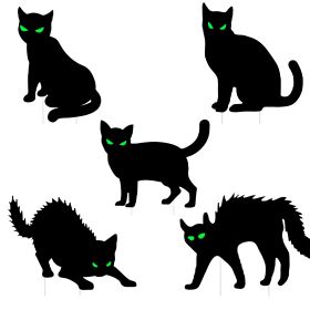 Halloween Cat Yard Sign Decorations 5Pcs Glow In The Dark Halloween Cat Fluorescence Lawn Sign With 10 Stakes For Haunted House Garden Yard And Scary