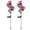 2Pcs Solar Powered Lights Outdoor Rose Flower Led Decorative Lamp Water Resistant Pathway Stake Lights For Garden Patio Yard Walkway
