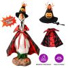 Porch Goose Halloween Costume For 23" Goose Statue Pumpkin Spider Wizard Hat, Red & Black Cape Outfit Halloween Yard Decor