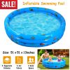 51X13” Inflatable Swimming Pool Blow Up Family Pool For 3 Kids Foldable Swim Ball Pool Center W/ 4 Valves Bottom Water Drain Plug For Indoor Backyard