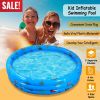 51X13” Inflatable Swimming Pool Blow Up Family Pool For 3 Kids Foldable Swim Ball Pool Center W/ 4 Valves Bottom Water Drain Plug For Indoor Backyard