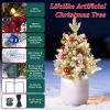 2Pcs Battery Powered Lighted Christmas Tree Urn Filler With Light Artificial Xmas Trees Light With Berries Balls Led Pathway Pine Tree Ip44 Waterproof