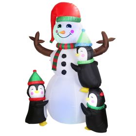 5.9Ft Christmas Inflatable Outdoor Decoration Snowman Penguin Blow Up Yard Decoration With Led Light Built-In Air Blower For Winter Holiday Xmas Garde