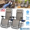 2Packs Zero Gravity Lounge Chair W/ Dual Side Tray 330Lbs Load Foldable Recliner Chair W/ Stress Relief Pillow Patio Poolside Beach Lying Chair