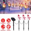 1Pc Solar Powered Lamp 3 Snowmen Outdoor Decorative Christmas Lamp Garden Stake Light Ip55 Waterproof Santa Landscape Light Warm White Led Lighting Pa