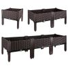 Outdoor Raised Garden Bed With Legs Elevated Planter Box With Self-Watering System For Garden Patio Balcony Vegetables Flowers Herbs Pp Plastic Box Ea