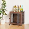 27.2" Dog Crate Furniture With Lockable Wheels Heavy Duty Wooden Dog Kennel With 2 Doors Steel Metal Pet Cage End Table Brown Indoor Dog House For Sma