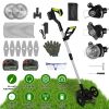 21V Electric Weed Edger Cordless String Trimmer Grass Mower Eater Bush Cutter With 16800Rpm 2X 3000Mah Batteries 3.6-4.6Ft Length 90° Rotatable Angle