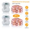 2Pcs Led String Lights 100Led Beads 32.8Ft Copper Fairy Lights Ip65 Waterproof Battery Operated Flash Lights With Remote Control For Wedding Party Jar