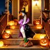 Porch Goose Halloween Costume For 23" Goose Statue Purple Black Stand Collar Cape & Pumpkin Spider Wizard Hat Halloween Yard Decor