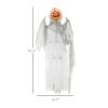 47.2 Inch Hanging Pumpkin Ghost Halloween Decoration Sound Activated With Creepy Howling Sound, Red Light-Up Eyes, Battery Operated Hanging Ghost For