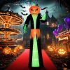 9 Ft Halloween Inflatable Pumpkin Ghost Outdoor Decoration With Built-In Led Lights, Ip44 Waterproof Giant Blow Up Pumpkin Yard Decoration With Stakes