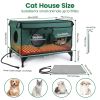 Waterproof Heated Cat House Outdoor Weatherproof Insulated Kitty Shelter Feral Cat Heating Bed With Heating Pad Anti-Chew Cord 2 Doors 3 Windows For I