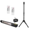 1500W Infrared Heater With Stand Electric Outdoor Patio Heater Ip65 Waterproof Tripod Wall Mount With 2 Remotes 3 Heating Levels For Home Restaurant Y