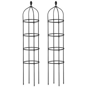 2 Packs Garden Obelisk Trellis 5.9Ft Plants Tower For Climbing Plants Flower Vegetable Vine Support Rustproof Garden Plant Trellis Black