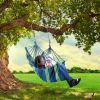 440Lbs Hammock Hanging Chair Canvas Porch Patio Swing Seat Portable Camping Rope Seat W/ 2Pillows